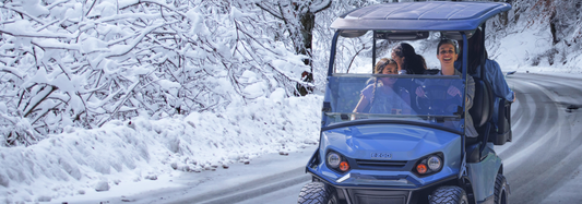 Family Driving Golf Cart